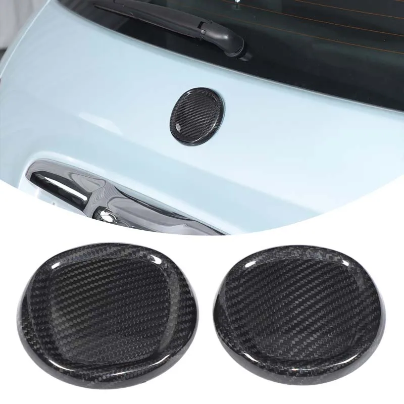 For Fiat 500 2016-2025 Real Carbon Fiber Car Front Rear Car Logo Emblem Badge Ring Cover Trim Car upgrade Accessories