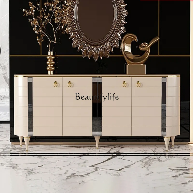 

Italian Affordable Luxury Style Sideboard Cabinet Living Room High-Grade Tea Storage Marble Entrance Cabinet