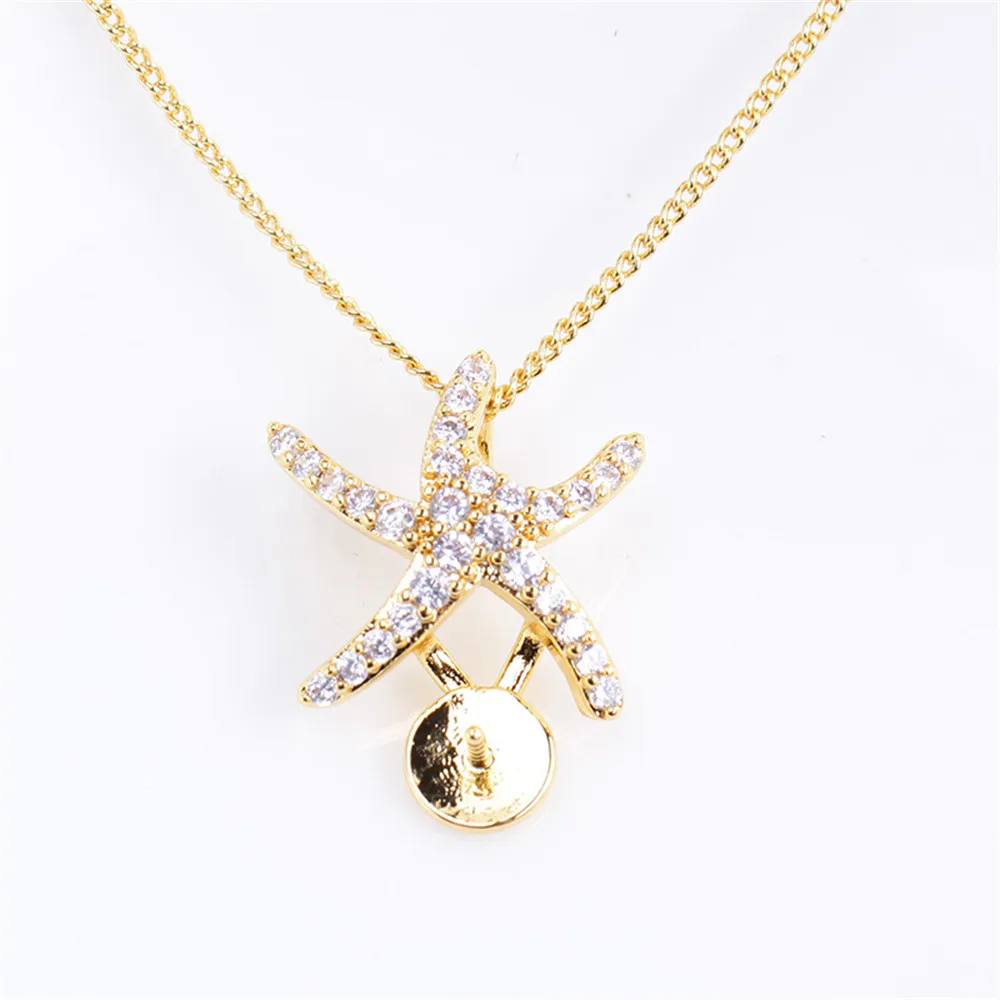 

14K Gold Plated K Gold Technology Exquisite Starfish Pearl Pendant Necklace Temperament Female DIY Accessories