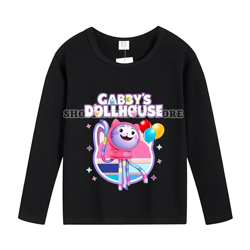 Gabby Dollhouse Kids Clothes Spring Autumn Girls Clothing Leisure Shirts Cute Sweat-Absorbing Skin-friendly Long Sleeves Gift