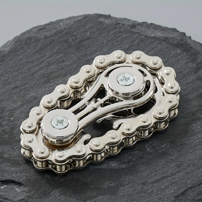 Metalowy Spinner Łańcuchowy z Kołem Zębatym, Kołem Zamachowym i Zębatką do Redukcji Stresu dla Dorosłych i Dzieci