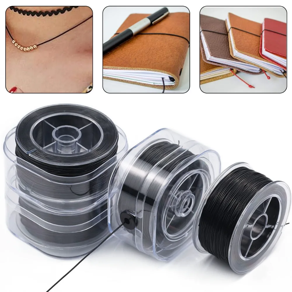 0.5-1mm Black Elastic Crystal Thread Cords Flat Crystal Line Rubber Stretchy Cord Rope for Jewelry Making Bead Bracelet Necklace