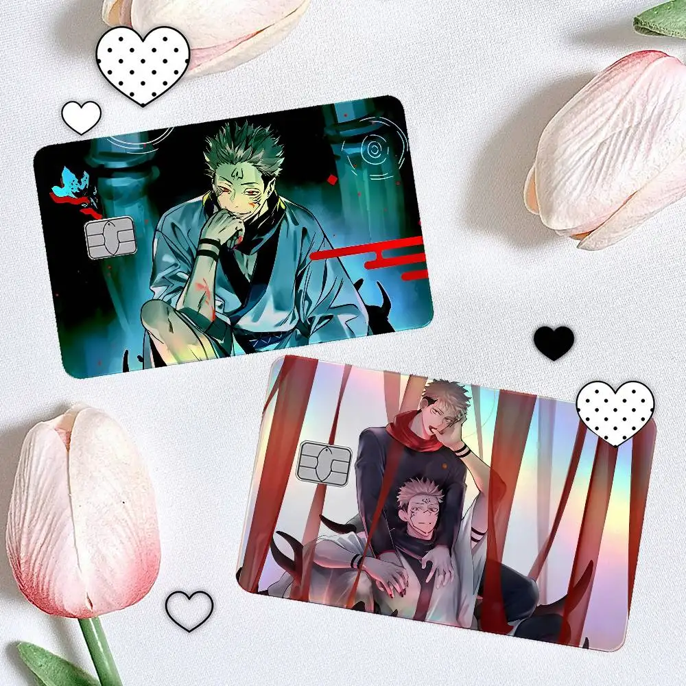 J-Jujutsu Kaisen Satoru Gojo 4Pcs/Set Holographic Laser Credit Card Stickers Iridescent Waterproo Fits All Standard Bank Cards