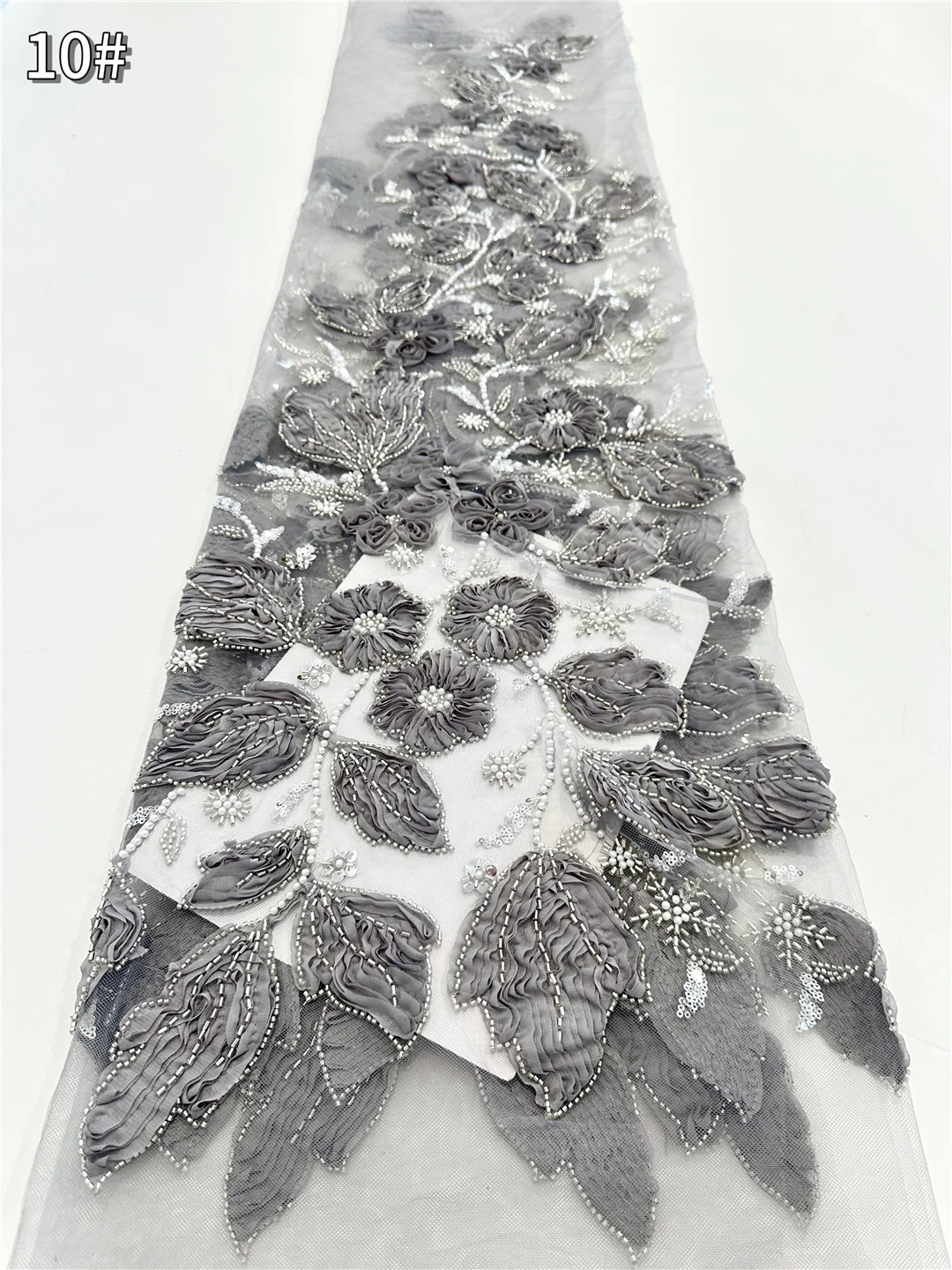 

Latest African French Tulle Net Lace Beads Sequins African Lace Fabric 3D Embroidery Nigerian Lace Fabric For Party Dress-SHIT