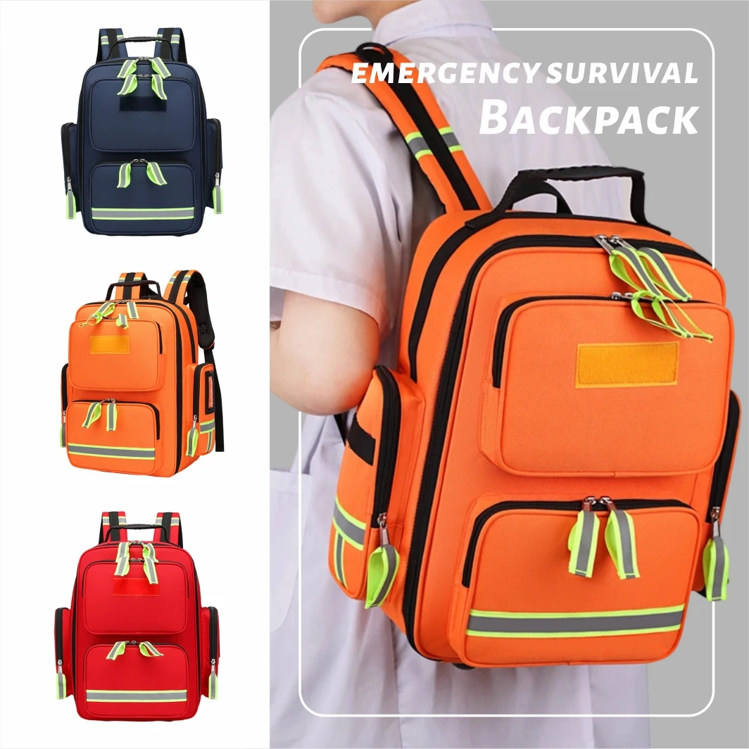 

Travel Tote Bag Car Emergency Kit Bag, First Aid Backpack & Fire Safety Rescue Pack for Home Visit, Medical Supply Storage