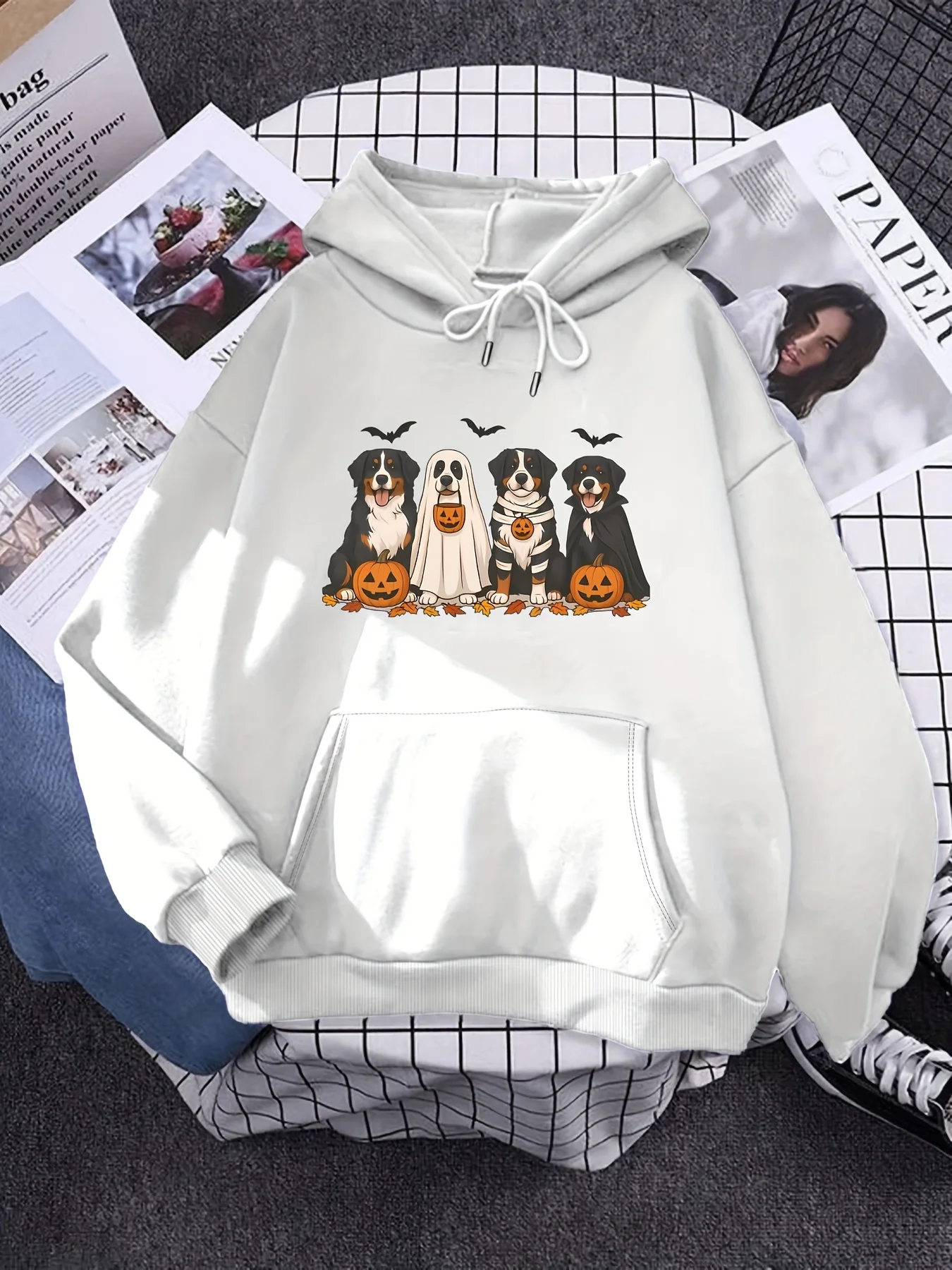 

Large Size Printed Top Autumn Hoodie Fashionable Long Sleeve Top Drawstring Pocket Loose Men's and Women's Hoodie