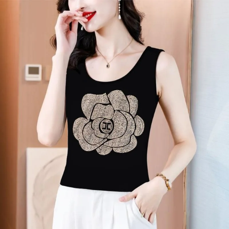 Diamond Sling Vest Women's Elastic New Large Size Spring Autumn Inner Wear Shirt Summer Outfits Sleeveless Tank Top