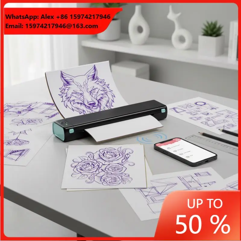 Portable Phomemo M08F Tattoo Stencil Printer Inkless Wireless Thermal Printer Handheld Tattoo Printer For Mobile & PC