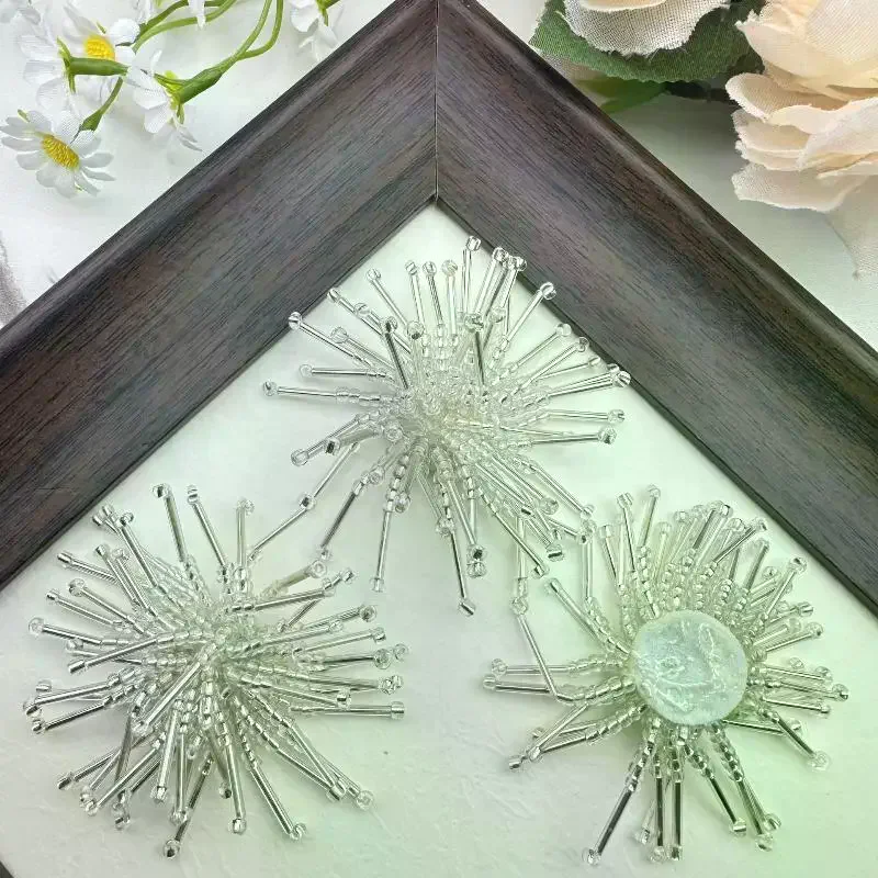 Handmade Flower Tube Beads Patch Sewing Embellishments 3D Design Rice Beads Applique Clothing Accessories DIY Material Versatile