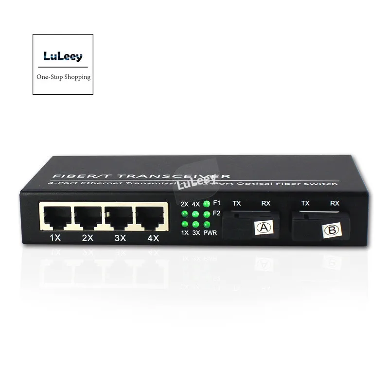 

10/100/1000M 4 Port Transceiver 20km 1550-1310nm Gigabit Optical Fiber Upgrade Transceiver Single Mode Series Switch Converter