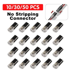 10/30/50PCS 2Pin Way Plug No Stripping Connector no screws Electric Wiring Double-Wire Plug-In Connector with Locking Buckle