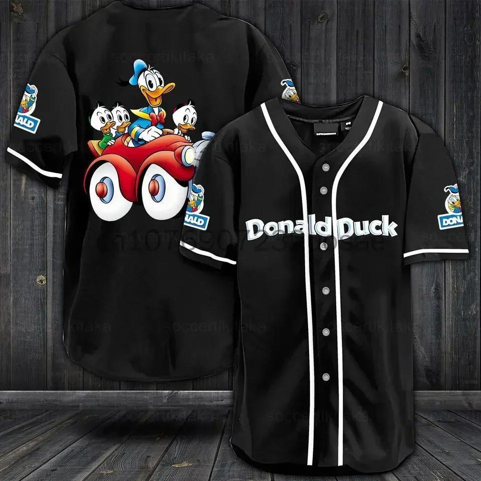 Disney Donald Duck Baseball Jersey Men\'s Women\'s Short Sleeve Jersey Disney Baseball Jersey Casual Sports Baseball Jersey