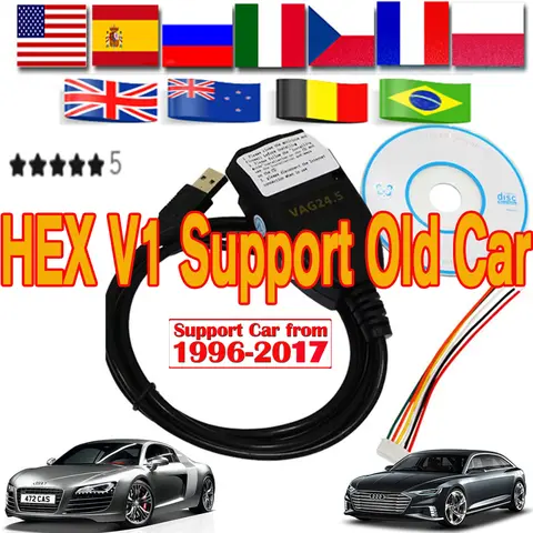 HEX V1 최고급 V25.3.1 VAG 스캐너 VAG 툴 VAG KKL VAG COM 케이블 OBD2 진단 케이블 다국어 지원 구형 차량 스캐너