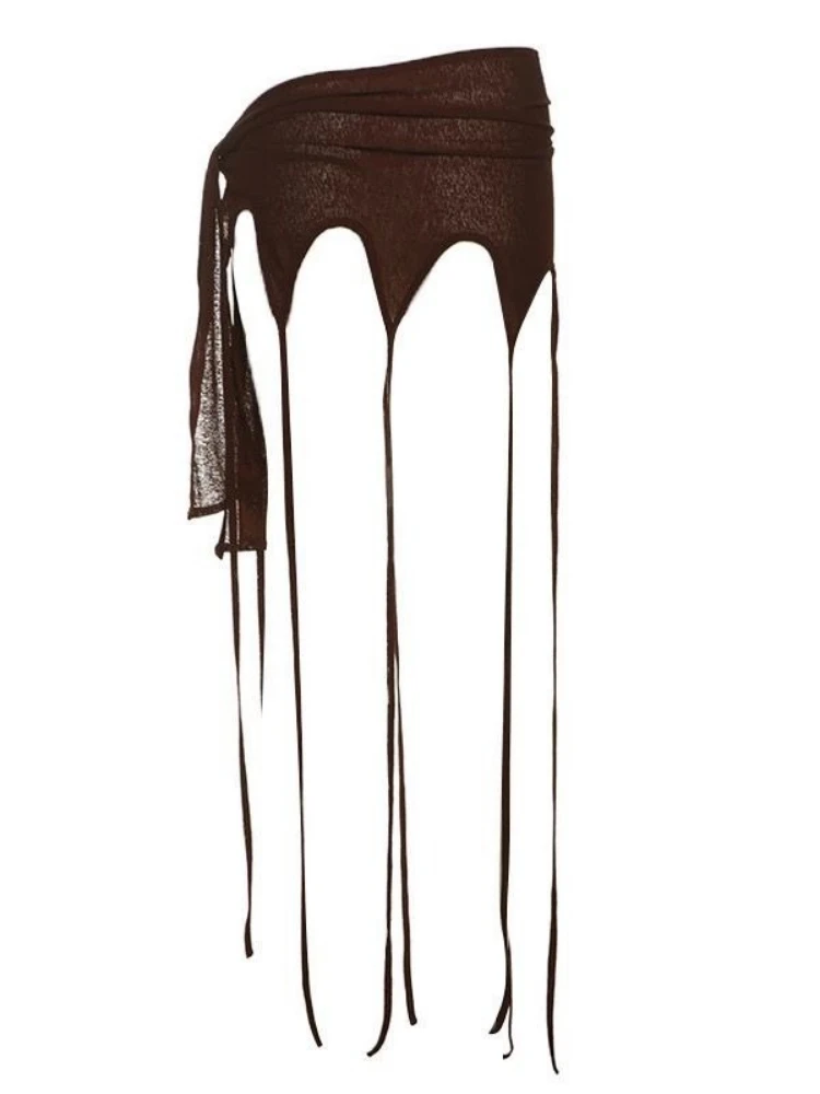 Jupes à franges féeriques pour femmes, Harajuku, voir Streetwear, jupe à bandes irrégulières, Sexy, Grunge, tendance, esthétique Y2k, 2025