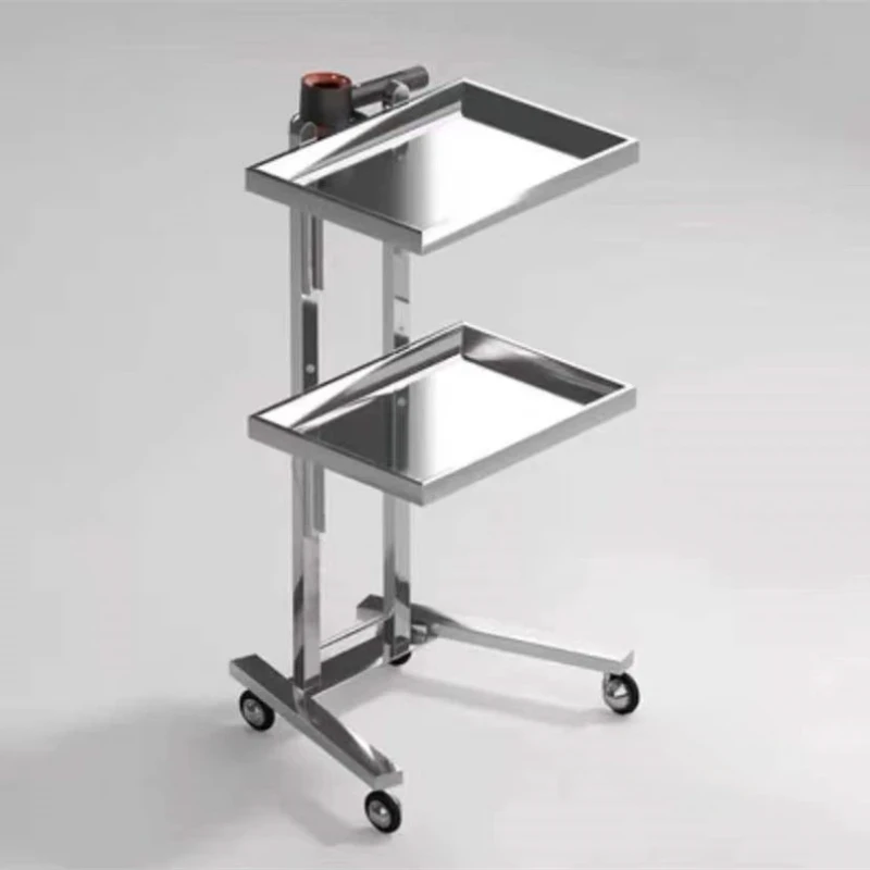 Beauty Shop Metal Folding Salon Trolleys Stainless Steel Salon Perm Dyeing Barber Trolley Mobile Tool Cart for Salon Furniture