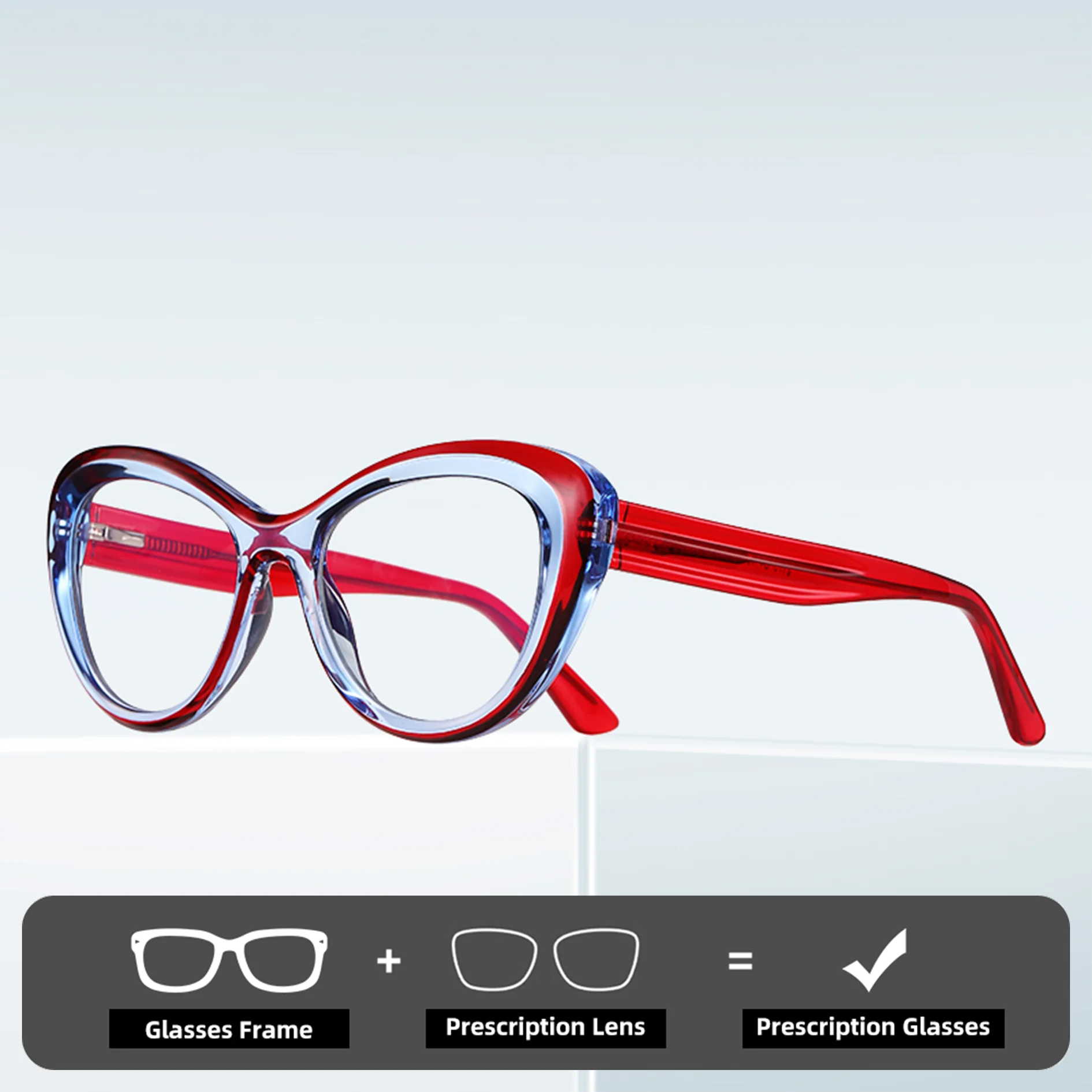 

Двойная легенда, модная двухцветная ретро-оправа, женские очки для чтения с защитой от синего света, настраиваемые очки по рецепту, близорукость, дальнозоркость