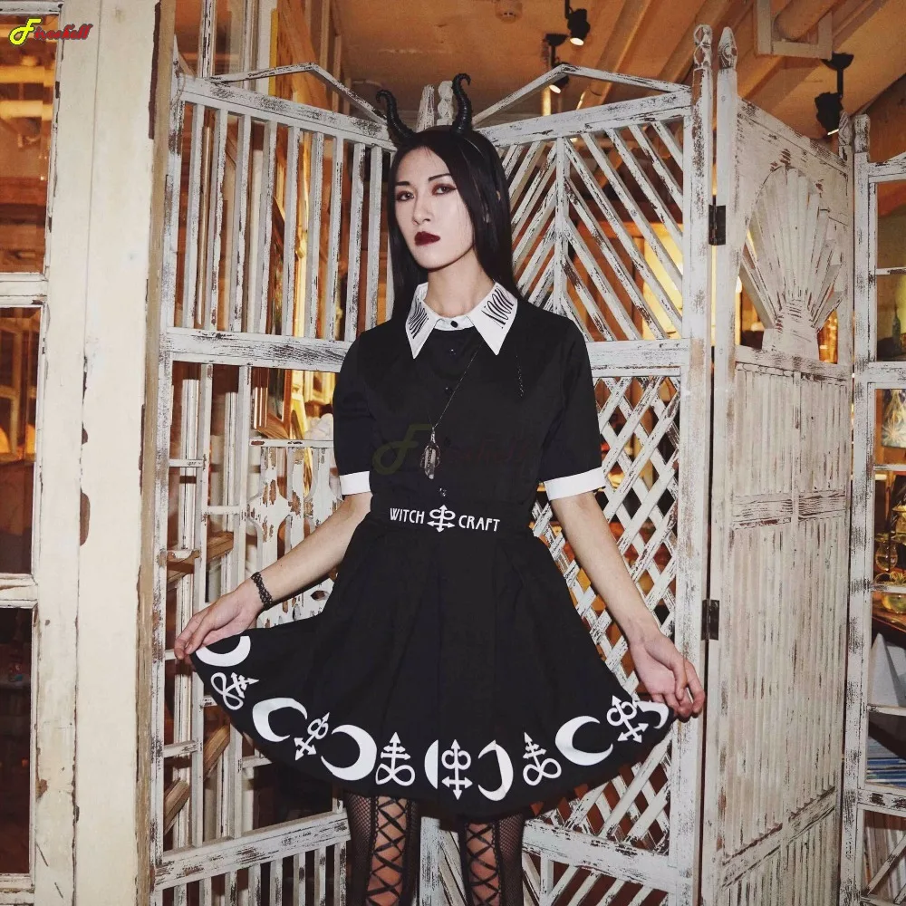 Halloween Gothic Cosplay Costumes Pleated Skirts Punk Dark Academia Aesthetic A-Line Mini Skirt for Women Y2K Streetwear