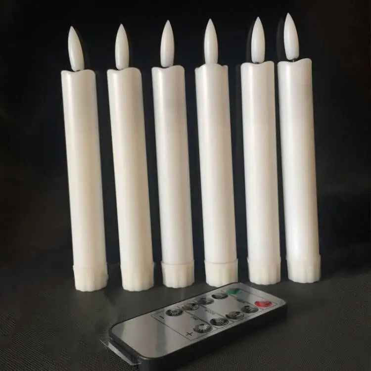 Imagem -02 - Flickering Led Taper Candles com Função Remota e Temporizador 3d Wick Flameless Candlestick Operado a Pilhas Window Stick Party