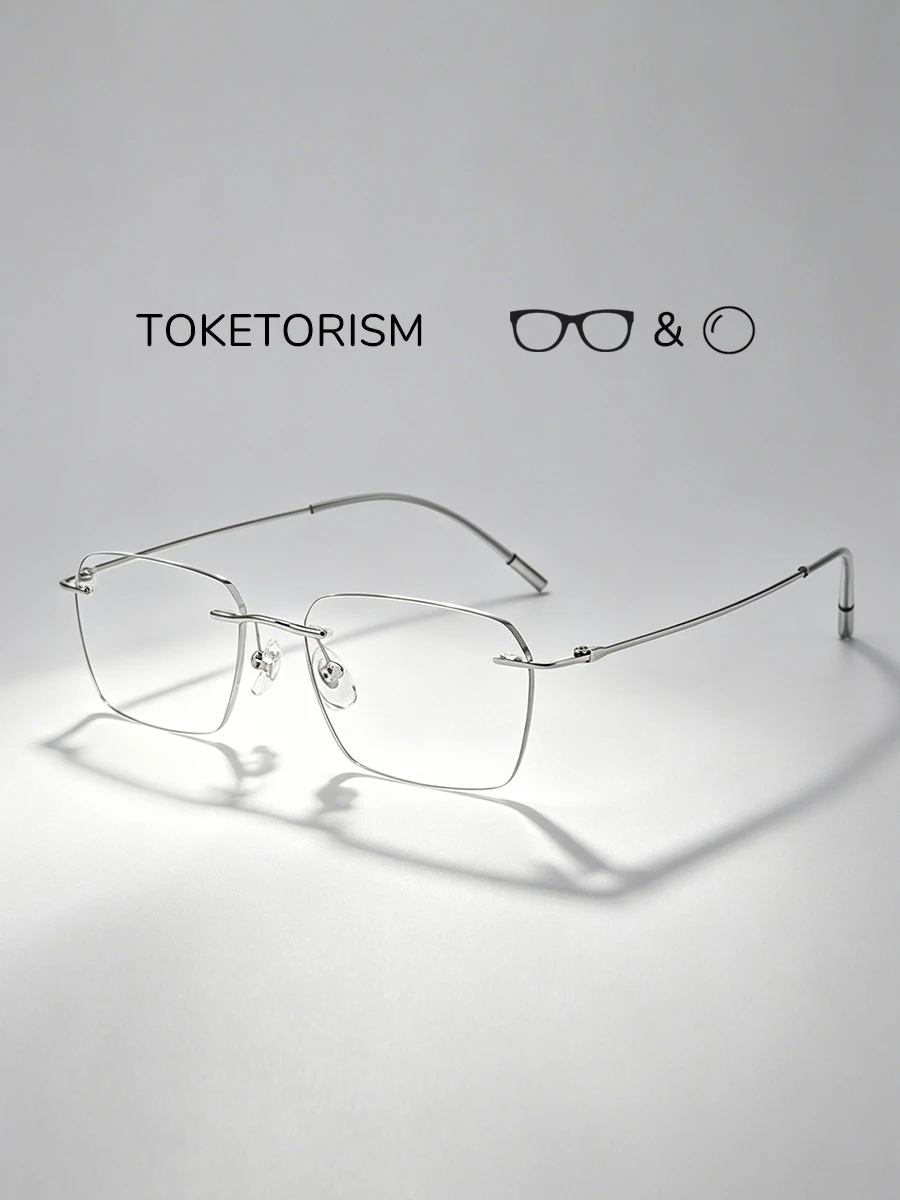 

Toketorism Rimless Women's Prescription Glasses Titanium Eyeglasses Custom Photochromic Lenses