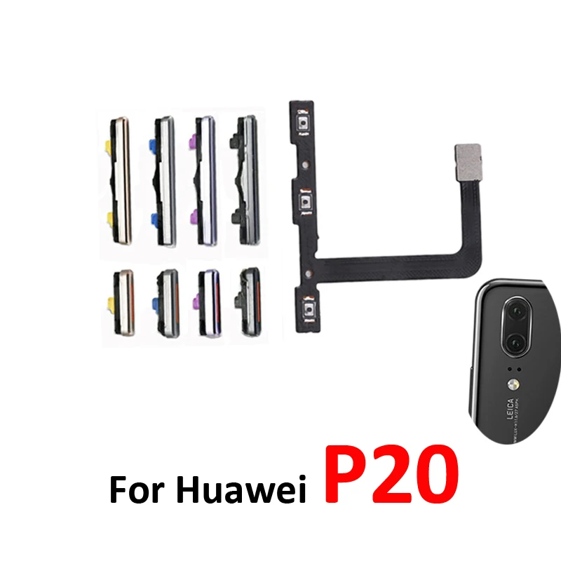 For Huawei P20 Phone New Power Volume Button On Off Up Down External Side Key Internal Flex Cable Replacement Repair Parts Black