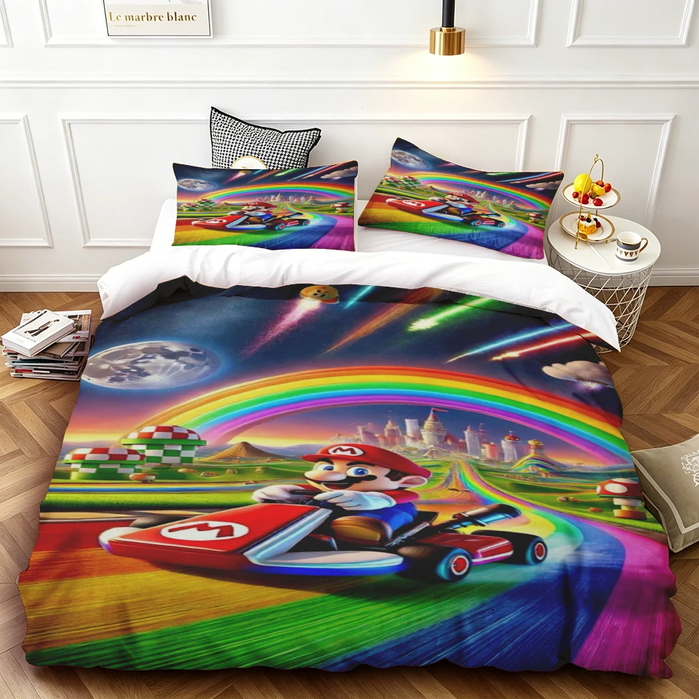 

Single Duvet Cover Anime Mario Bedding Set Comforter Cover Skin-friendly Breathable for Bedroom Birthday Gifts