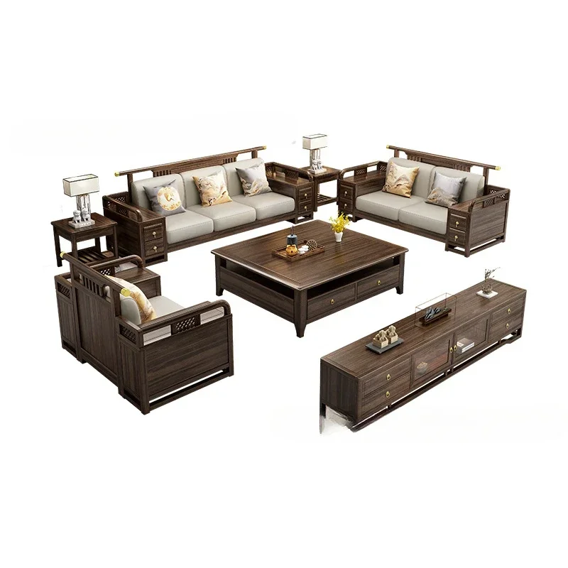 

Solid wood sofa combination modern simple size villa living room tpye luxury furniture