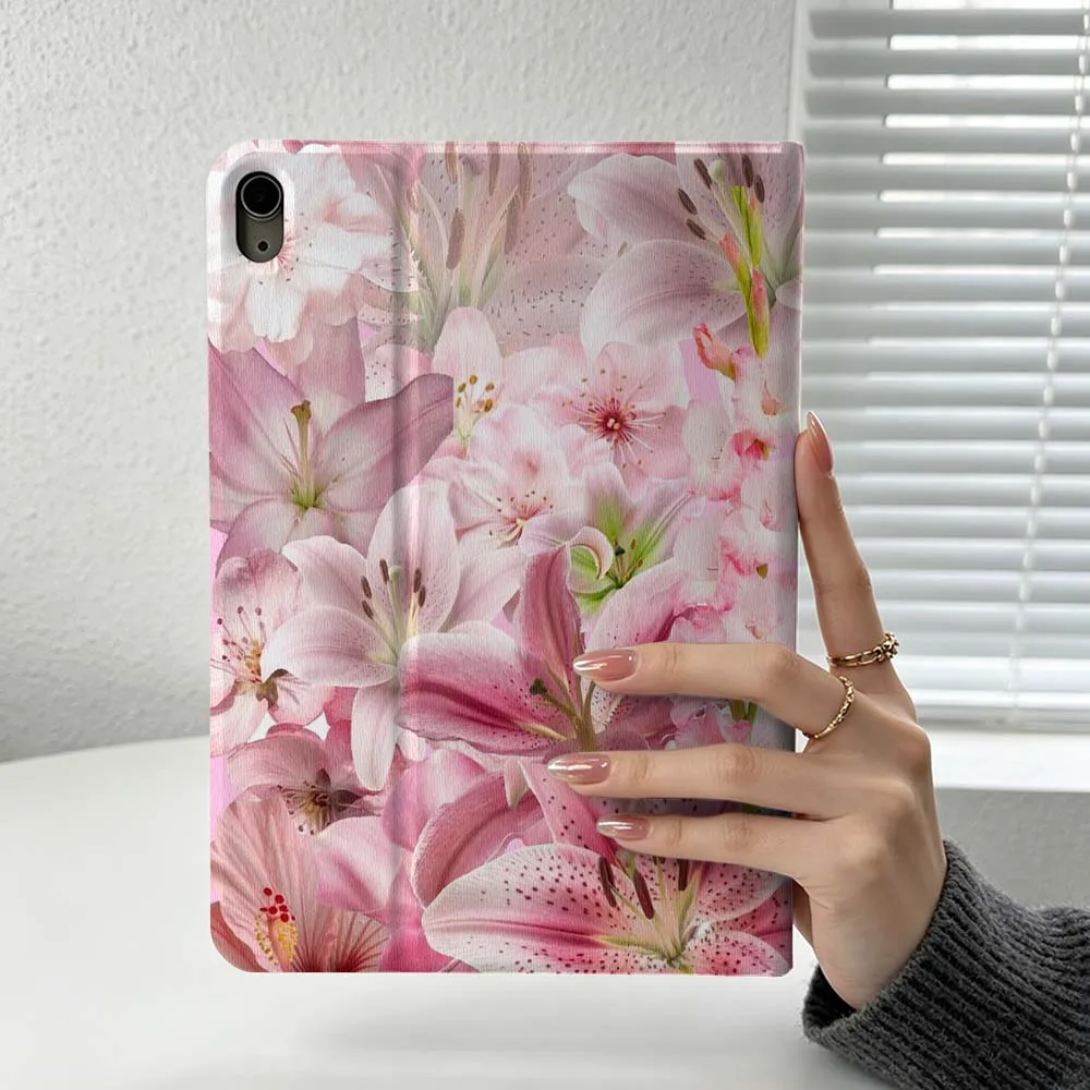 Pink Floral Pattern Cover For iPad Pro Air mini 7 6 5 4 3 2 1 9gen M5 M4 11th 10th A17 Pro A16 Soft Inch Tablet Case