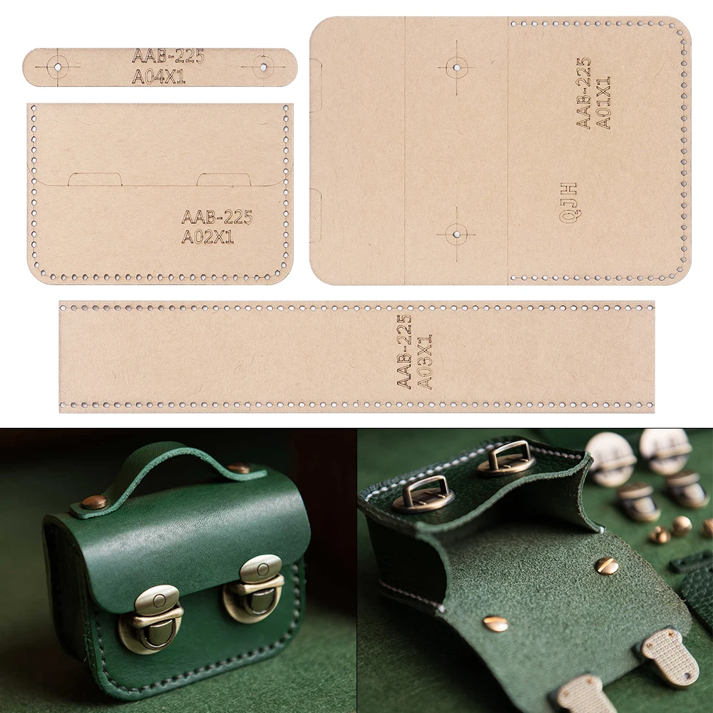1 Conjunto de Mini Bolsa Cambridge, Carteira Pequena Portátil - Molde de Papel Kraft, Artesanato em Couro DIY - Molde de Costura com Furos