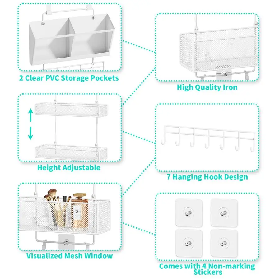 

Over Door Organizer Hanging 6 Tier Over The Door Storage with Visual Pockets amp Hooks, with 4 Metal Large Capacity Baskets for