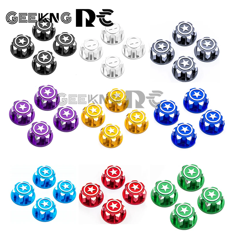 

4PCS Aluminum 17mm Hex Wheel Nuts Dustproof Anti-Skid Non-slip for 1/8 TRX X-Maxx Summit E-Revo Buggy RC Truck RC Car