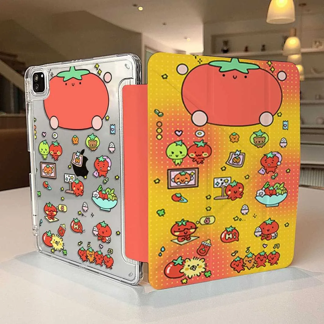 

Cute Tomoto Pen Slot Tablet Case For Mini 7 6 iPad 11 10 6 5 Pro 2025 2024 2022 2021 2020 2018 Air 2025 2024 5 4 3 Cover