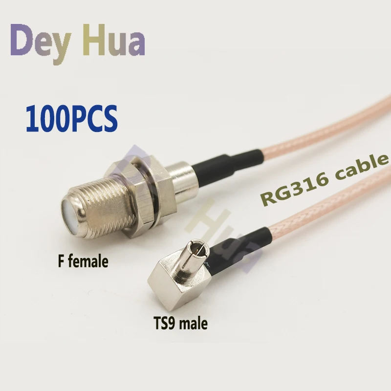100PCS TS9 Male to F Female CRC9 Male to F Female RF connector RG316 RG174 15 20 25CM full copper high frequency connector