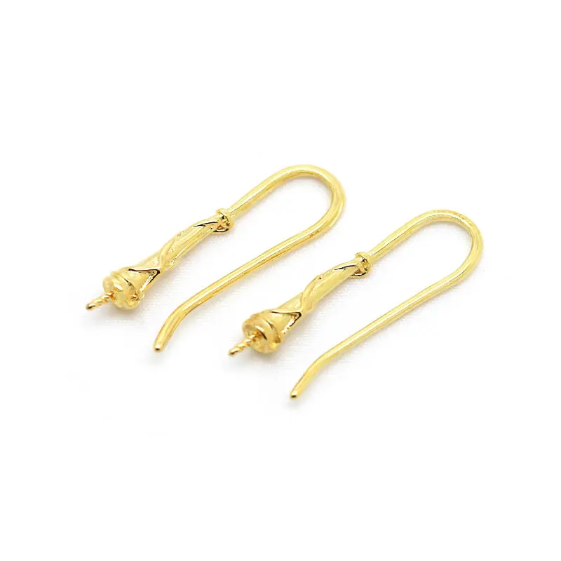 18K Gold Color Brass Can fit Half Hole Beads with Half Pins Earrings Hooks High Quality Jewelry Making Diy Findings Accessories