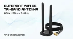 Superbat WiFi 6E Tri-Band 6GHz 5GHz 2.4GHz RP-SMA Magnet Mount Base Antenna for PC Desktop Computer Motherboard Wukong Game PC