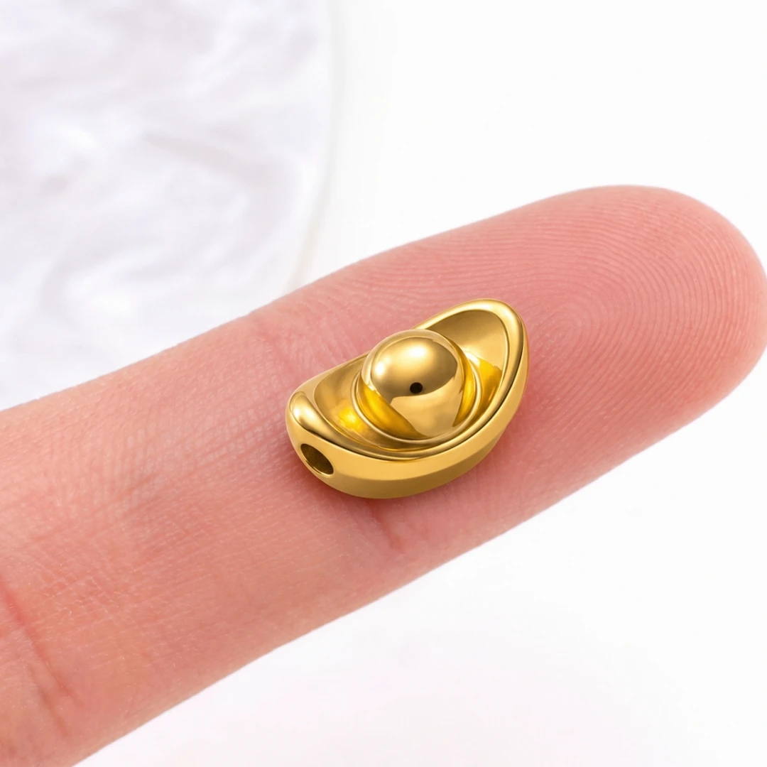 5pcs Stainless Steel Gold Beads for Jewelry Making Yuan Bao Golden Ingot Decor Spacer Beads for Bracelets Necklaces Earrings view 3