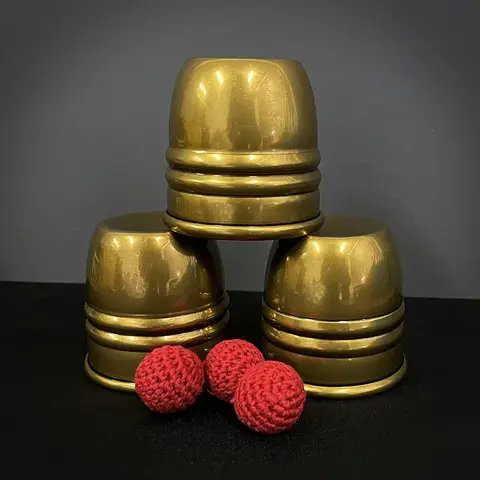Super Cups and Balls (Brass/Aged) by Oliver Chop Cup Ball Appear Vanish Magia Close Up Illusions Gimmicks Mentalism Magic Tricks