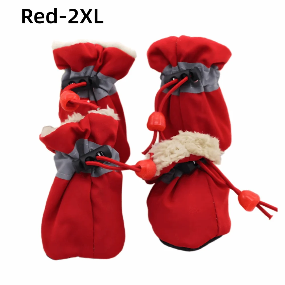 

4Pcs Anti-Scratch Pet Dog Shoes with Reflective Trim Wear-Resistant Antiskid Puppy Shoes Strong Grip Does Not Fall Off