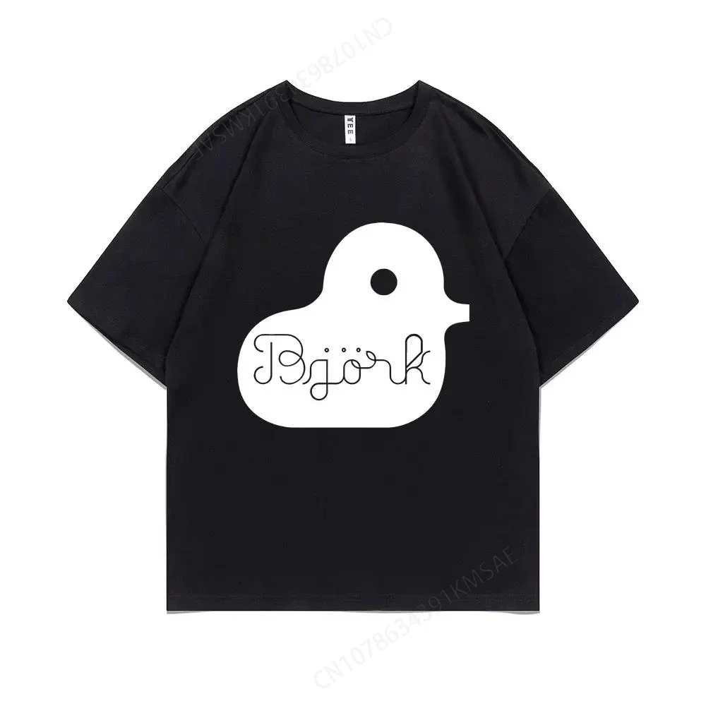 Singer Bjork Duck Graphic Print Tshirt Men Women Vintage Funny Oversized T-shirts Men's Casual Pure Cotton T Shirt Short Sleeve