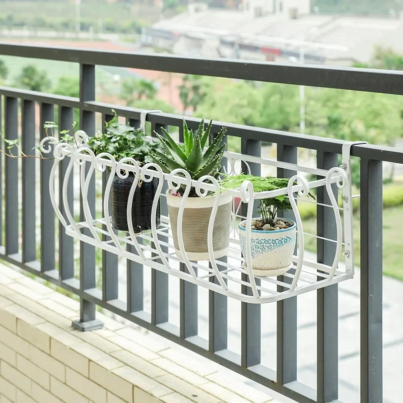 Balcony railing flower stand Multi-layer wrought iron guardrail Suspended succulent plant flower stand Window sill Wall hanging