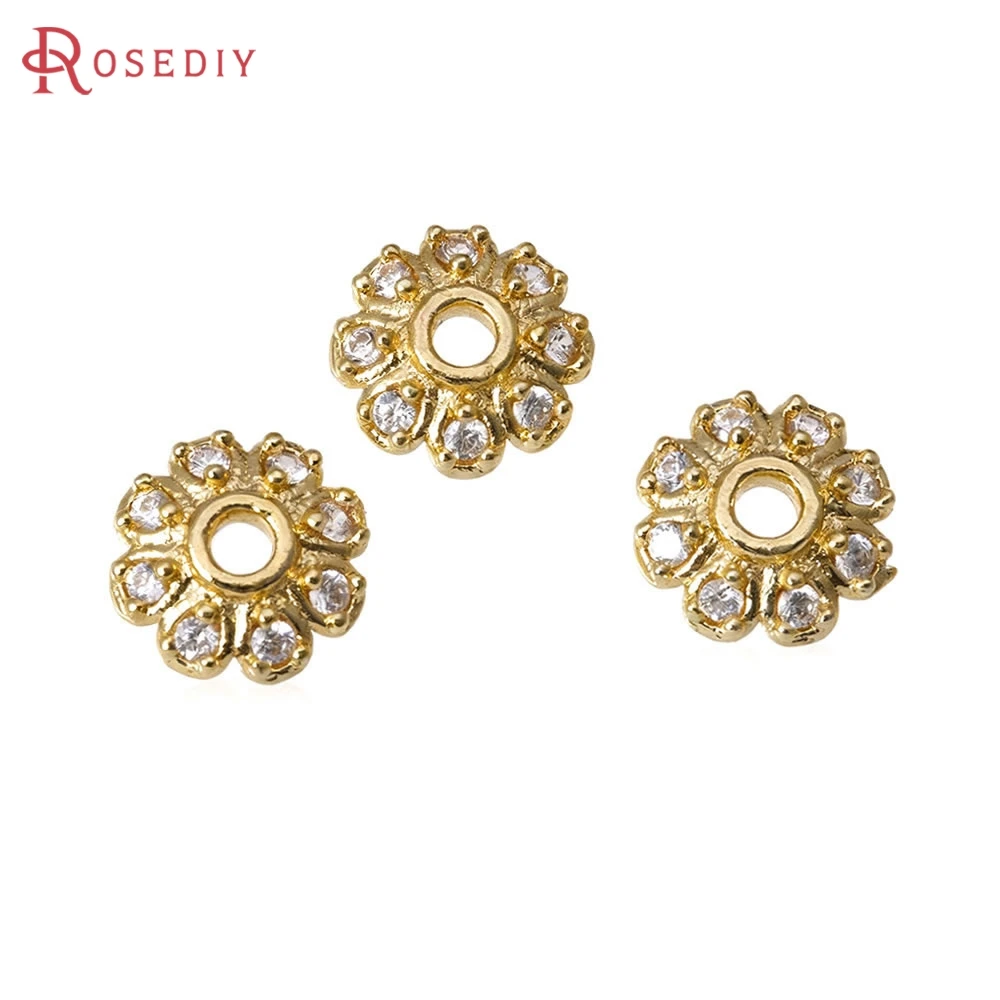 

18K Gold Color Brass and Zircon Beads Caps Necklace Earrings High Quality Jewelry Diy Accessories