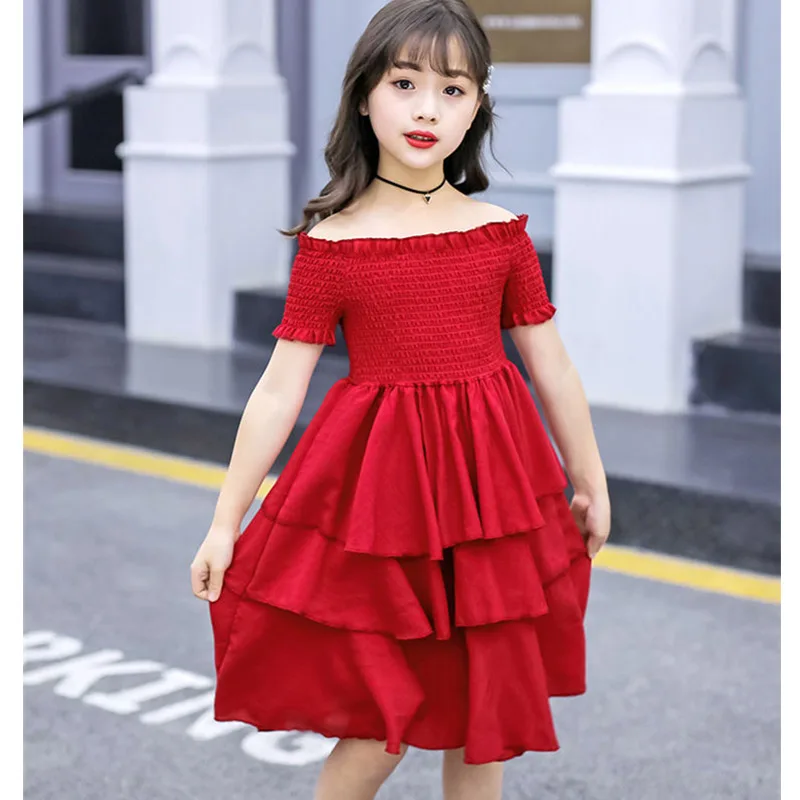 Girl\'s Dress 2024 Summer New Korean Edition Little Girl Short sleeved Princess Dress Girl\'s Western Style Internet Red Dress Tre