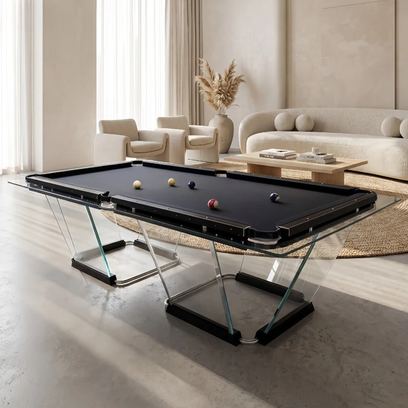 Tempered Glass Pool Table, 8ft Acrylic Billiard Table, Clear Transparent Surface, Home Standard Size, Durable and Stylish Design
