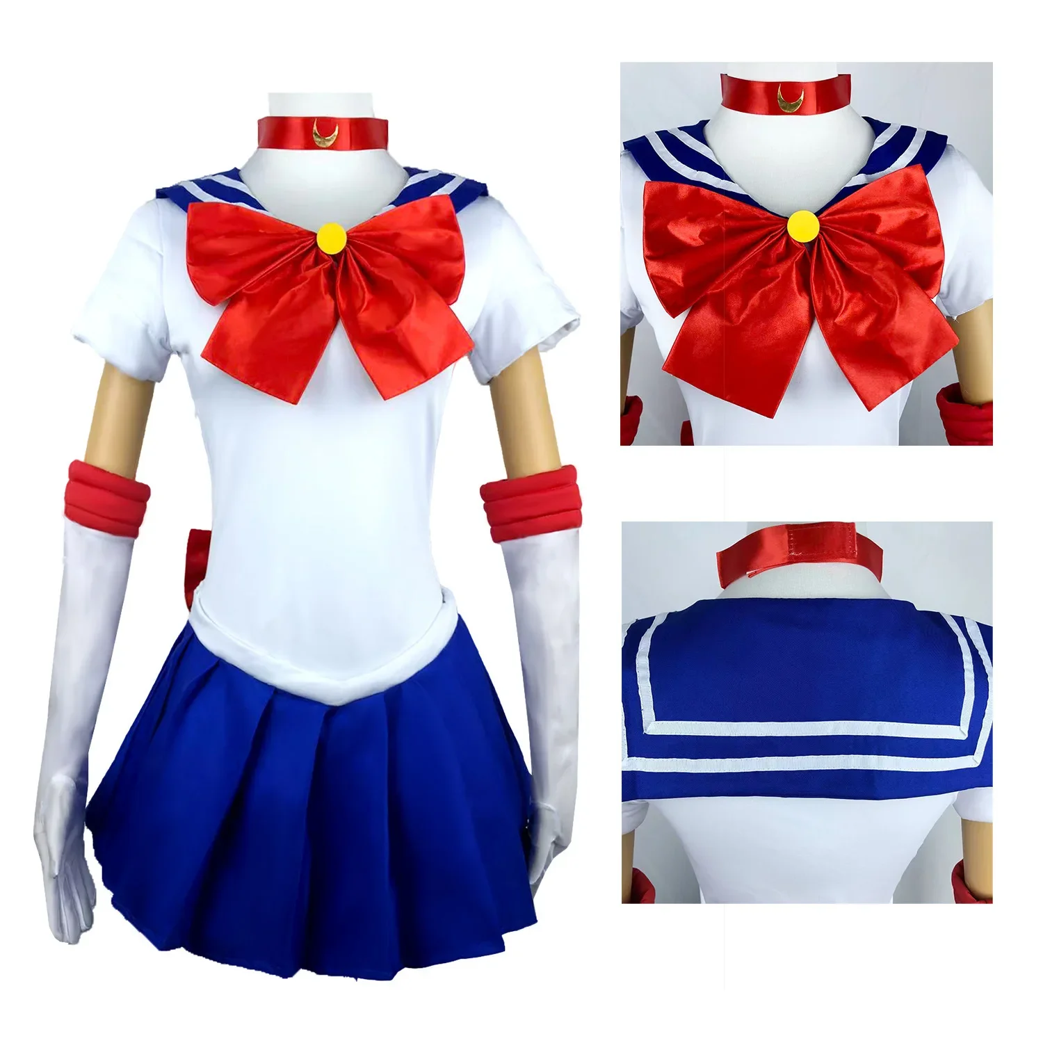 Anime Sailor Moon Cosplay Dress Bow Socks Tsukino Usagi Sailor Moon Halloween Carnival Cosplay SetAnime Stage Performance Outfit view 4