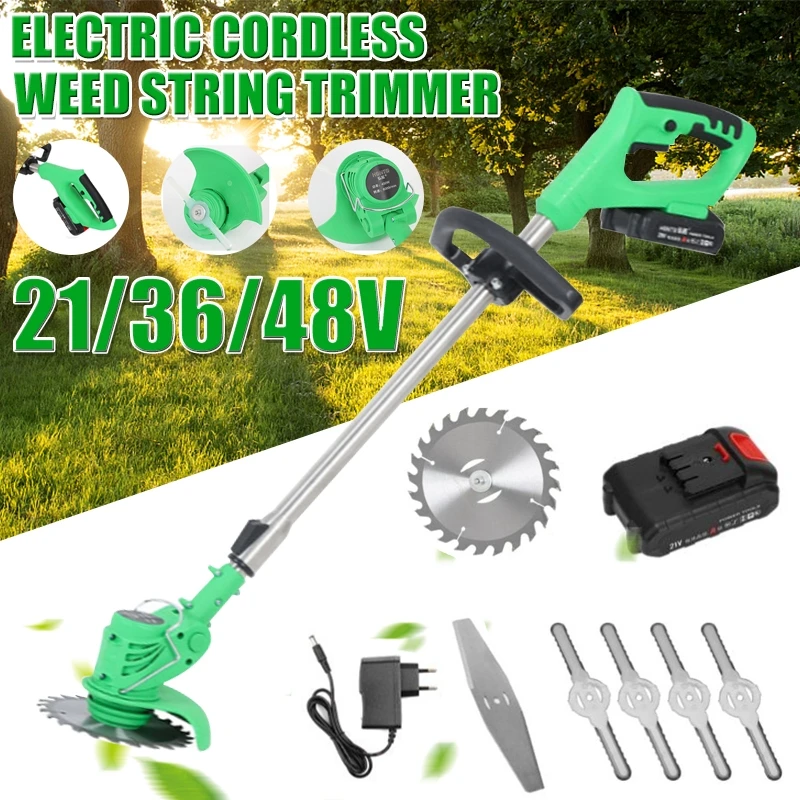 

42V Electric Lawn Mower Li-ion Cordless Powerful Electric Grass Weeds Lawn Trimmer Edger Weed Eater Cutter With Battery