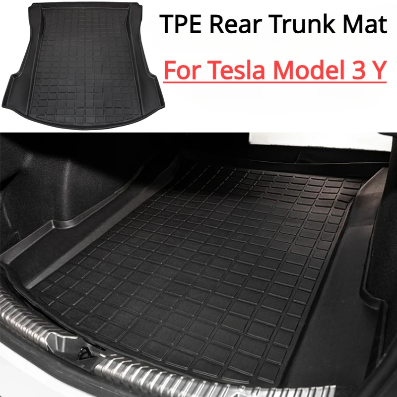 Rear Trunk Mat for Tesla Model 3 Y TPE Storage Box Pads Cargo Liner Pad Waterproof Wearable Protective Mat Car Accessories 2023