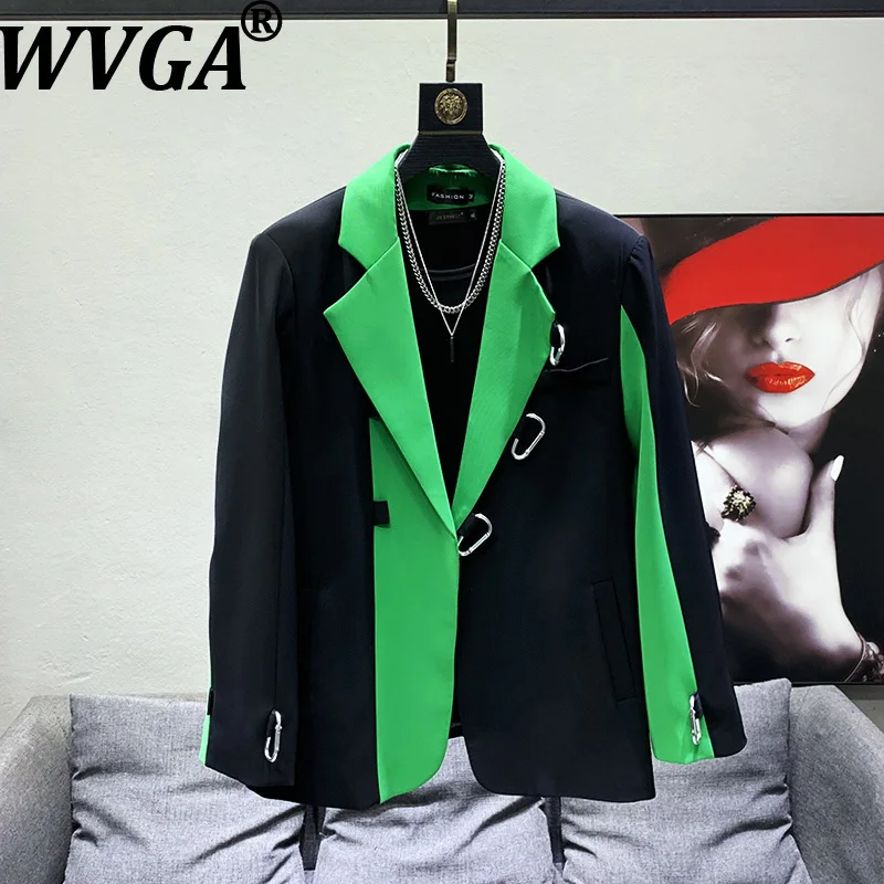 

WVGA Spring Autumn New Man Y2K Metal Button Design Fashion Blazer Korean Style Niche Chic Casual Personality Suit-Coat Ins W8855