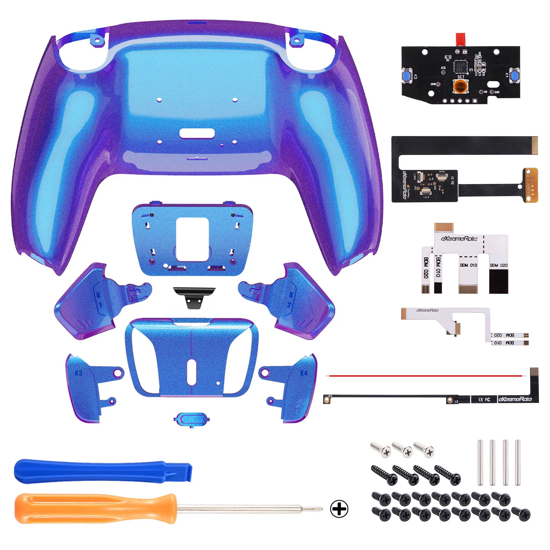 eXtremeRate for ps5 Controller BDM-010 & 020 RISE 4.0 Kit, Upgrade Board & Back Shell & 4 Back Buttons