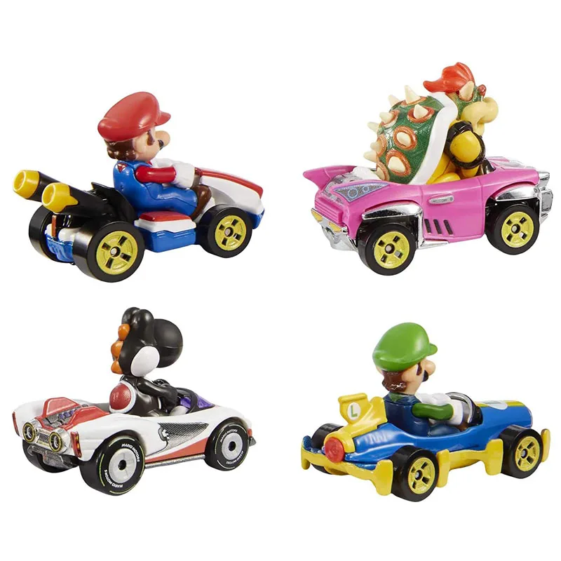 Hot Wheels GWB36 Mario Kart Vehicle 4-Pack Set Fan-Favorite Characters 1:64 Alloy Car Model Die-Cast Toy Cars Kids Gift Box