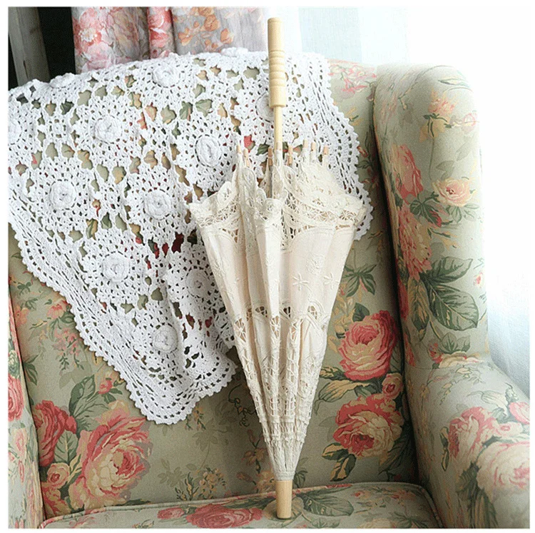 Wedding Bride Lace Umbrella White Princess Umbrella Wedding Lace Bride Umbrella Wedding Dress Female Photography Props Parasol