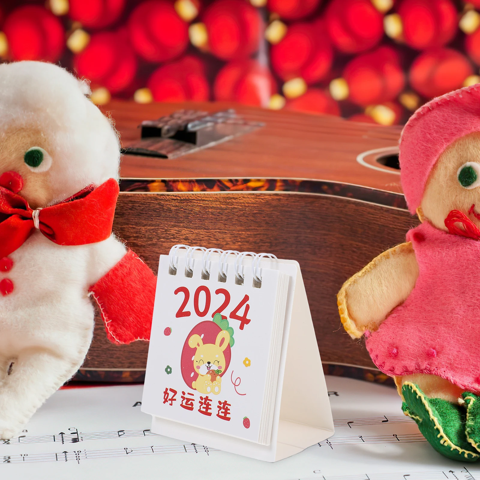 

Флип-стол 2024, плотная бумага, мультяшный дизайн, катушка, гладкая поверхность для письма, декоративный стоячий календарь для офиса